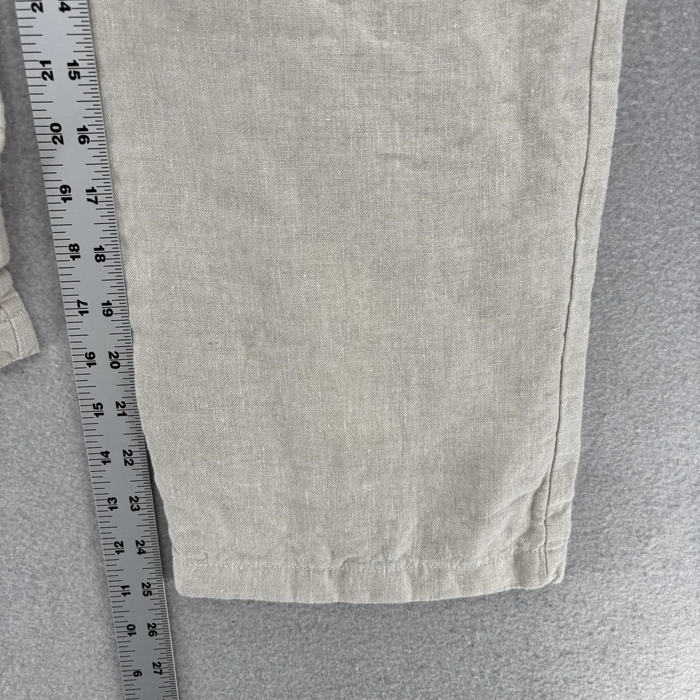 Reformation Alex Linen Pleated Pants Womens 2P Beige Relaxed Mid Rise Summer